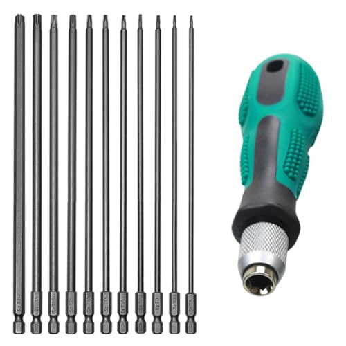 Jortmrd 12 Stück Torx Schraubendreher Set lang, 200mm Torx Bit Set Lang mit Loch, mit Griff, Magnetisch T6-T40 Schraubendreher Bits 1/4" Sechskant Schaft für Akkuschrauber Jortmrd 12 Stück Torx Schraubendreher Set lang, 200mm Torx Bit Set Lang mit Loch, mit Griff, Magnetisch T6-T40 Schraubendreher Bits 1/4" Sechskant Schaft für Akkuschrauber von Jortmrd