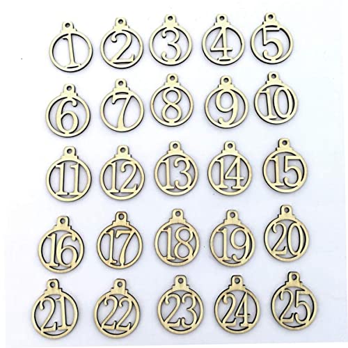 1-25 Vintage Holz Weihnachten Countdown Adventskalender Nummer Diy Geschenkanhänger Weihnachtskalender Advent von Jorzer