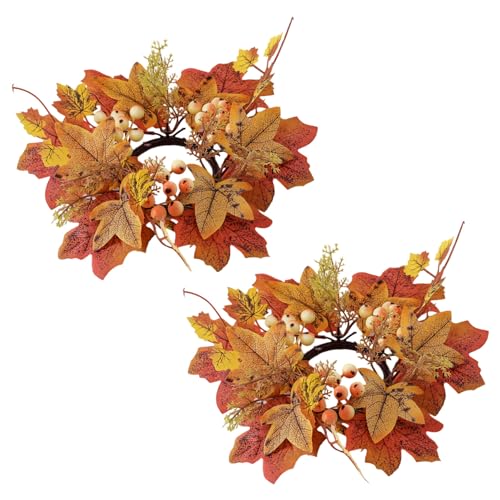 2 STK Herbst-Kerzenring 9,8 Zoll Herbst-Kerzenring künstlicher Ahornblatt-Kranz Erntedank-Kerzenringhalter Mini-Herbstkranz für Säulendekoration 2 STK Herbst-Kerzenring 9,8 Zoll Herbst-Kerzenring künstlicher Ahornblatt-Kranz Erntedank-Kerzenringhalter Mini-Herbstkranz für Säulendekoration von Jorzer