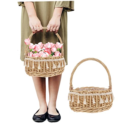 2 Stück Hochzeitskörbe Weidenkorb Blumenmädchenkorb Flechtkorb mit Quasten für die Hochzeit gewebter Blumenkorb mit Griff Oster-Flechtkorb für den Garten 2 Stück Hochzeitskörbe Weidenkorb Blumenmädchenkorb Flechtkorb mit Quasten für die Hochzeit gewebter Blumenkorb mit Griff Oster-Flechtkorb für den Garten von Jorzer