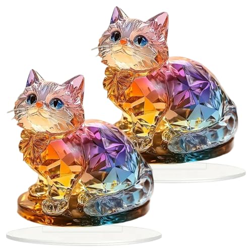 2 Stück Katzendekor Bunte 2D-Acryl-Katze realistisch mit Sockel pflegeleichtes dekoratives Ornament für Zuhause Büro Geburtstagsgeschenk 2 Stück Katzendekor Bunte 2D-Acryl-Katze realistisch mit Sockel pflegeleichtes dekoratives Ornament für Zuhause Büro Geburtstagsgeschenk von Jorzer