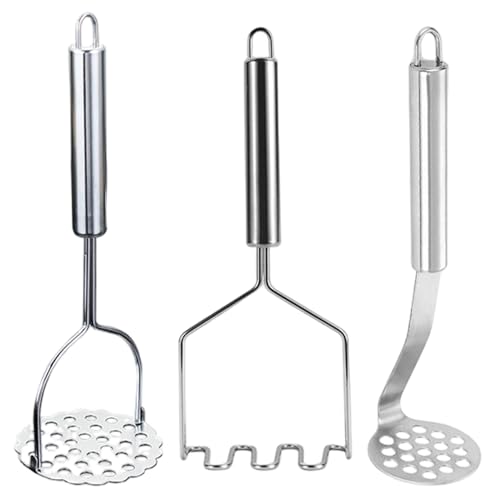 3-teiliger Kartoffelstampfer robuster manueller Kartoffelstampfer aus Edelstahl mit Komfortgriff multifunktionales Küchenwerkzeug zum Stampfen von Gemüse Lebensmitteln Bohnen 3-teiliger Kartoffelstampfer robuster manueller Kartoffelstampfer aus Edelstahl mit Komfortgriff multifunktionales Küchenwerkzeug zum Stampfen von Gemüse Lebensmitteln Bohnen von Jorzer