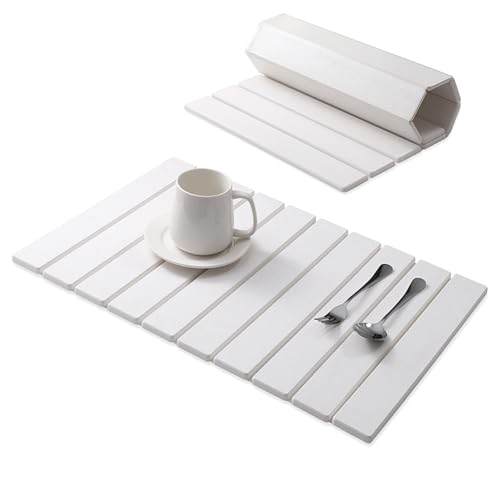 Abtropfmatte aus Stein für die Küchentheke 61 x 38, 1 cm faltbare Abtropfmatte schnell trocknende schnell saugfähige Küchen-Kieselgur-Unterlage für Geschirr und Flaschen von Jorzer