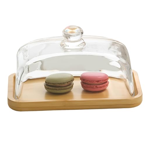 Butterdose mit Deckel 18 x 12 x 9, 4 cm Butterbehälter aus Holz mit transparenter Glasabdeckung Käsebehälter für die Küchenarbeitsplatte Butterbehälter für den Kühlschrank von Jorzer
