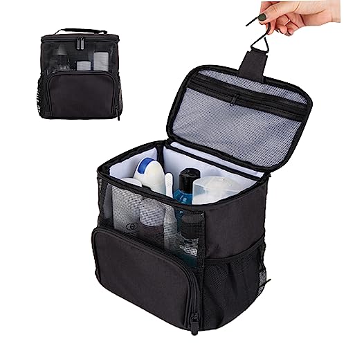 Dusch Caddy Mesh Duschbeutel Toilettenbeutel 22.5 x 14 x 25 cm hängende Dusch Organizer Korb für Badezimmer Fitnessstudio -Reisebereich Camping Schwarz von Jorzer