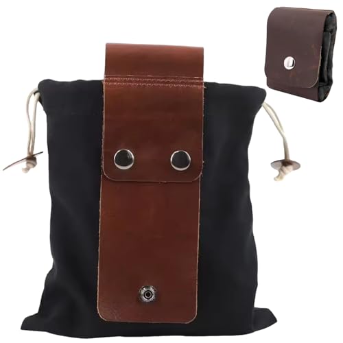 Futtertasche 8.5x7, 9 Zoll faltbare tragbare Kordelgürtel-Beutel-Mehrzweck-Leinwandbeutel-Ernte-Tasche für Reisen, Camping, Wandern, Jagd, schwarzes Dekor. von Jorzer