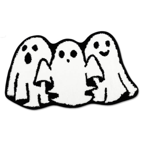 Geister-Teppich Halloween-Teppich 40,6 x 61 cm spezielle Form Halloween-Badematte gruseliger wasserabsorbierender Geister-Teppich rutschfester weicher Halloween-Teppich Dekoration für Veranden Geist von Jorzer