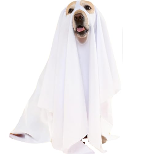 Hundegeisterkostüm, entzückendes, lustiges weißes Hundeumhang-Polyester-Halloweenkostüm, 27, 6 Zoll Hundekostüme für Partys, Süßes oder Saures Hundegeisterkostüm, entzückendes, lustiges weißes Hundeumhang-Polyester-Halloweenkostüm, 27, 6 Zoll Hundekostüme für Partys, Süßes oder Saures von Jorzer