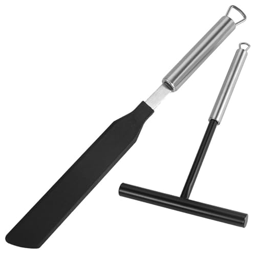 Jorzer Crêpe-Verteiler und Spatel-Set T-förmiges Crêpe-Verteilerwerkzeug aus Edelstahl und Nylon praktisches Teigmacher-Zubehör für die Küche das Zuhause das Restaurant von Jorzer