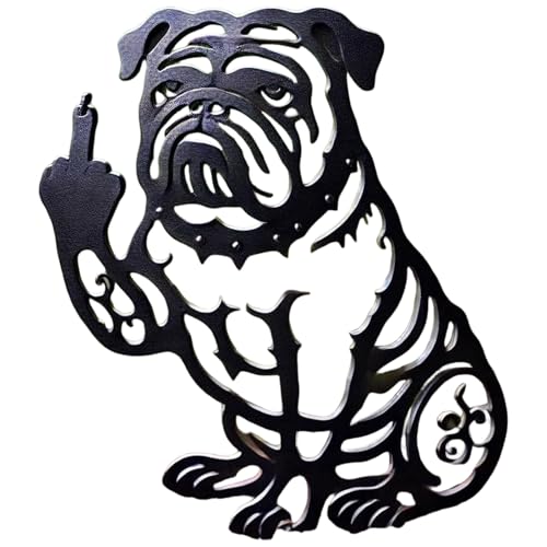 Jorzer Französische Bulldoggen-Dekoration lustige Statue der französischen Bulldogge mit Mittelfinger Hundestatuen aus Metall Silhouette-Ornament für den Außenbereich für Garten Hof Terrasse Rasen Jorzer Französische Bulldoggen-Dekoration lustige Statue der französischen Bulldogge mit Mittelfinger Hundestatuen aus Metall Silhouette-Ornament für den Außenbereich für Garten Hof Terrasse Rasen von Jorzer
