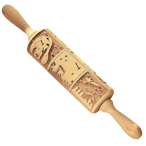 Geprägtes Nudelholz 14 Zoll hölzernes Weihnachts-Nudelholz für Teig 3D-gravierte Weihnachtsplätzchen-Stempel Werkzeuge mit Griffen für die Küche Weihnachtsplätzchen-Stempel Geprägtes Nudelholz 14 Zoll hölzernes Weihnachts-Nudelholz für Teig 3D-gravierte Weihnachtsplätzchen-Stempel Werkzeuge mit Griffen für die Küche Weihnachtsplätzchen-Stempel von Jorzer