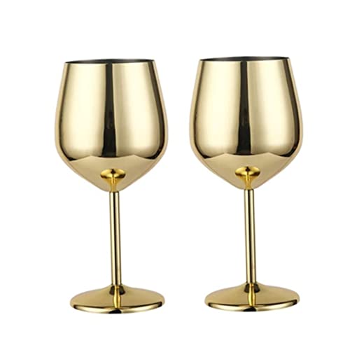 Jorzer Goldweingläser Edelstahl Weinglas Rot Weißweinglas Glasset Goldgläser für Party -Hochzeiten und Jubiläum 500 ml 2 PCs von Jorzer