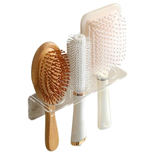 Jorzer Haarbürstenhalter 2Stück transparenter Haarbürsten-Organizer mit 3 Löchern an der Wand montierter selbstklebender Haarbürstenhalter-Organizer wasserdichter Haarwerkzeug- für Badezimmer von Jorzer