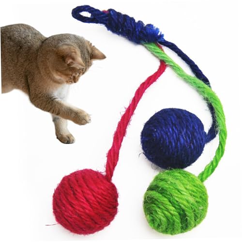 Jorzer Hängende Katzenspielzeug kratzfestes interaktives Katzenspielzeug mit 3 Sisal Ball Self-Spiel-Spielzeug für Innenkatzen beißen und resistent für hängende Katzen kratzen Baum Jorzer Hängende Katzenspielzeug kratzfestes interaktives Katzenspielzeug mit 3 Sisal Ball Self-Spiel-Spielzeug für Innenkatzen beißen und resistent für hängende Katzen kratzen Baum von Jorzer