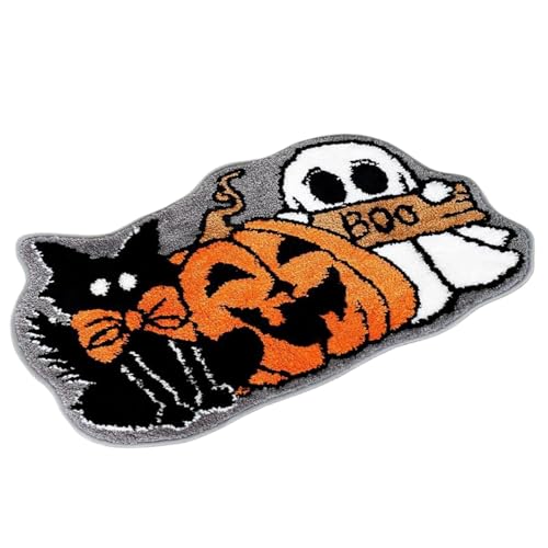 Jorzer Halloween-Teppich 40, 6 x 61 cm spezielle Form Halloween-Badematte gruseliger wasserabsorbierender Geister-Teppich Rutschfester - -Dekorationen Boo-Badematte von Jorzer
