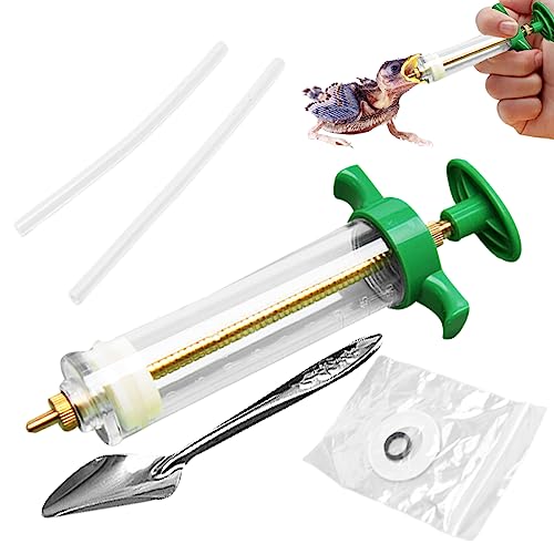 Jorzer Handfütterungsset für Vogelbabys 6-teilig/Set 50 ml Fütterungsspritze für Vogelbabys mit Schlauch und Löffeln Handfütterungsgerät mit Skala und Positionierungsschraube für kranke Vögel von Jorzer