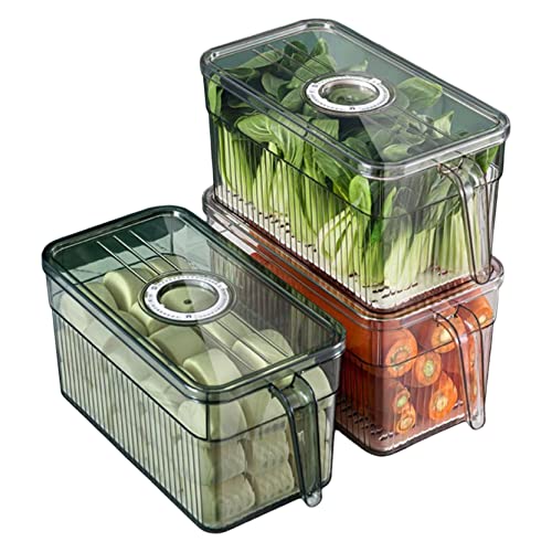 Jorzer Kühlschrank Organizer Transparent Kühlschrank Lebensmittelaufbewahrungsbox Stapelbar mit Deckel und klare Obstgemüsebehälter für Küchenset von 3 von Jorzer