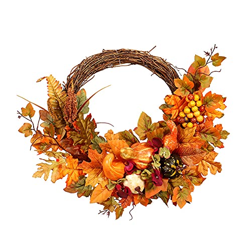Jorzer Künstliche Kürbisse Kranz Herbstlaub Ahornblatt Herbstkranz Haustür Dekoration Kranz Wand -Künstlicher Kranz, Ahornblatt Kranz Hängende Girlande für Halloween Herbst Erntefest Dekor-Rattan Jorzer Künstliche Kürbisse Kranz Herbstlaub Ahornblatt Herbstkranz Haustür Dekoration Kranz Wand -Künstlicher Kranz, Ahornblatt Kranz Hängende Girlande für Halloween Herbst Erntefest Dekor-Rattan von Jorzer