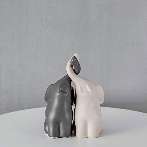 Jorzer Liebend Elefanten, Elefant Ornamente, Keramik Wohnaccessoires Dekorative Elefant Figuren, Keramik Elefant Paare Hauptdekoration Liebend Paar Tiere Dekorative Figuren Set von 2 Stück von Jorzer