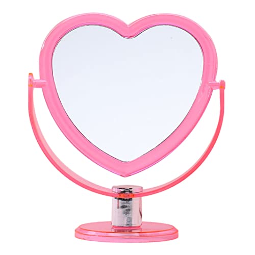 Jorzer Rosa Schminkspiegel Acryl Kosmetikspiegel Doppelseitiger Tischspiegel Waschtischspiegel Rasierspiegel mit Ständer 360 ° Drehung von Jorzer