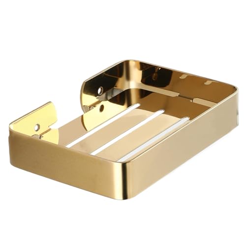 Jorzer Seifenschale für die Dusche zur Wandmontage robuste Seifenschale aus Edelstahl mit Abfluss goldene Seifenschale mit Schraube für Badezimmer Küchenarbeitsplatte Seifenhalter für die Duschwand von Jorzer