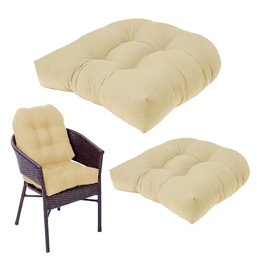 Jorzer Sitzpolster im Freien 2pcs 19x19 Zoll weicher atmungsaktiver Korbstuhl Kissen Feste Farbe Komfortable elastische Sitzpolster für Gartenstühle für Innenhäuser Khaki Garten von Jorzer