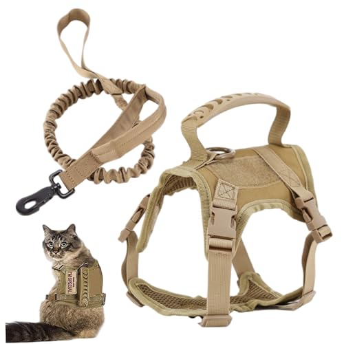 Katzengeschirr und -Leine, ausbruchsicheres, bequemes Katzengeschirr aus Netzstoff mit Griff und personalisierten Aufnähern. Verstellbare, weiche Haustierleine für Katzen beim Spazierengehen Katzengeschirr und -Leine, ausbruchsicheres, bequemes Katzengeschirr aus Netzstoff mit Griff und personalisierten Aufnähern. Verstellbare, weiche Haustierleine für Katzen beim Spazierengehen von Jorzer