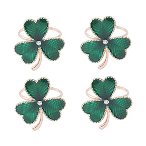 Kleeblatt Serviettenringe Set von 4 grünen Klee Serviettenring -Serviettenschnalle für Tischdekoration St. Patricks Day Accessoires von Jorzer