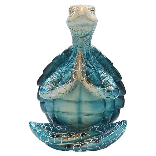 Meditation Meeresschildkröte Statue Schildkröte Geschenke 6,3x4,33x3,15 Zoll Harz Meeresschildkröte Yoga Figur Realistisch Niedlich Setzen Sie Die Palmen Zusammen Meeresschildkrötenskulpturen Stil A von Jorzer