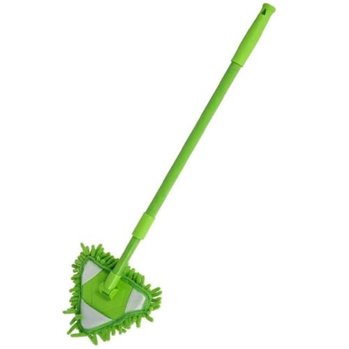 Jorzer Mini-Bodenwischer verstellbar Dreieck-Reinigung 180 ° drehbar Mehrzweck-Chenille-Wandreiniger-Mopp mit Teleskopgriff für Zuhause Auto Kinder-Mopp von Jorzer