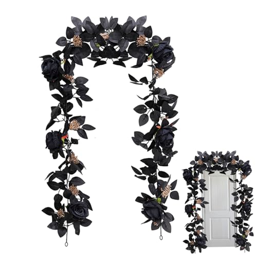 Schwarze Rosengirlande Schwarze Rosengirlande für Halloween-Dekorationen 69 Zoll künstliche Rosenranke mit schwarzen Beeren und Blättern Flexible realistische lebendige Blumengirlande Schwarze Rosengirlande Schwarze Rosengirlande für Halloween-Dekorationen 69 Zoll künstliche Rosenranke mit schwarzen Beeren und Blättern Flexible realistische lebendige Blumengirlande von Jorzer