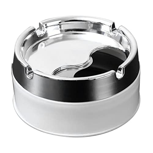 Tragbarer Aschenbecher für Zuhause Aschenbecher aus Edelstahl tragbarer stilvoller metallischer Aschenbecher mit drehbarem Deckel für Zuhause Terrasse Weiß von Jorzer