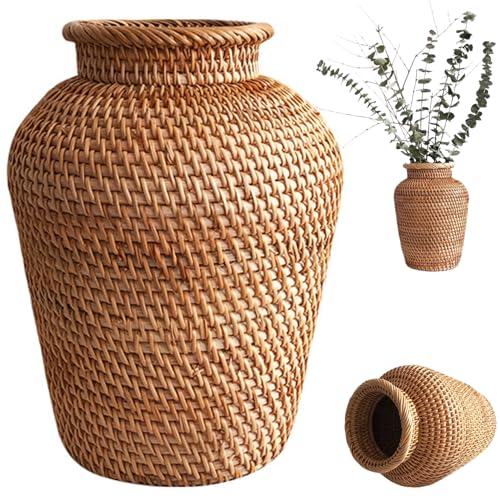 Weidenvase Rattanvase 7, 8 x 6 Zoll große gewebte Vase rustikaler dekorativer Weidenkorb für Hochzeiten Tischdekoration zu Hause Weidenvase Rattanvase 7, 8 x 6 Zoll große gewebte Vase rustikaler dekorativer Weidenkorb für Hochzeiten Tischdekoration zu Hause von Jorzer