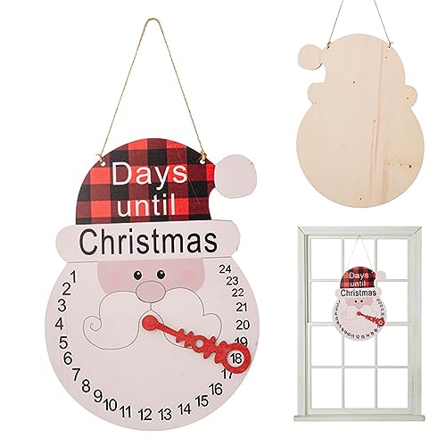 Weihnachts-Adventskalender 2023 hölzernes Weihnachts-Countdown-Schild 21, 8 x 29, 9 cm hängender Weihnachtsmann-Adventskalender für Weihnachtsdekorationen -Countdown von Jorzer