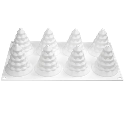 Weihnachts-Silikonformen 8 Mulden 3D-Weihnachtsbaum-Silikonform leicht zu formen zu entformen und reinigen zur Herstellung von Seife Kuchen Gelee Süßigkeiten Silikonformen Stil 1 von Jorzer