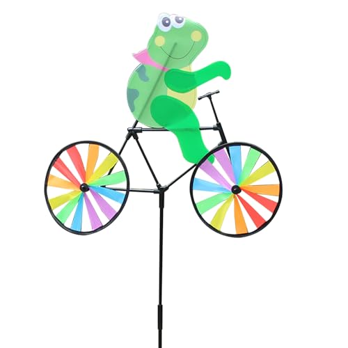 Jorzer Windrad mit Pfahl niedliches Cartoon-Design lebendige Tier-Fahrrad-Windräder 53,3 x 88,9 cm dynamische Hofkunst für den Außenbereich für Gartenpark Frosch Jorzer Windrad mit Pfahl niedliches Cartoon-Design lebendige Tier-Fahrrad-Windräder 53,3 x 88,9 cm dynamische Hofkunst für den Außenbereich für Gartenpark Frosch von Jorzer