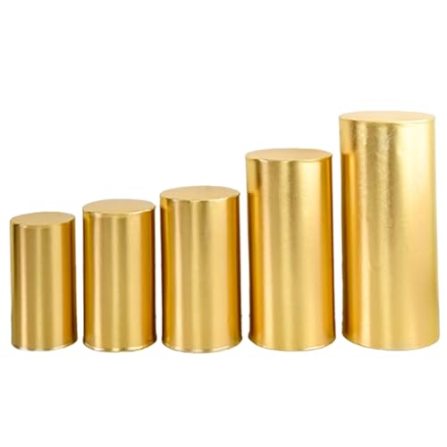 Zylinderabdeckungen Golden Metall Zylinder Podest Ständer Display Ständer für Babyshower Party Requisite, Hochzeitsdekor 3PCS Style 3 von Jorzer