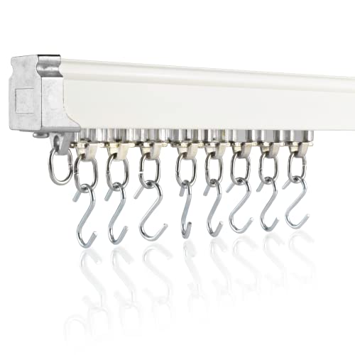 Gardinenschiene 2 Meter, Deckenschiene für Vorhänge, Decken- oder Wandhalterung, Vorhangschienen-System, Raumteiler-Deckenvorhangschiene, für Wohnzimmer, Falldecke, Dusch-Deckenschienen-Set von Jos & Haz