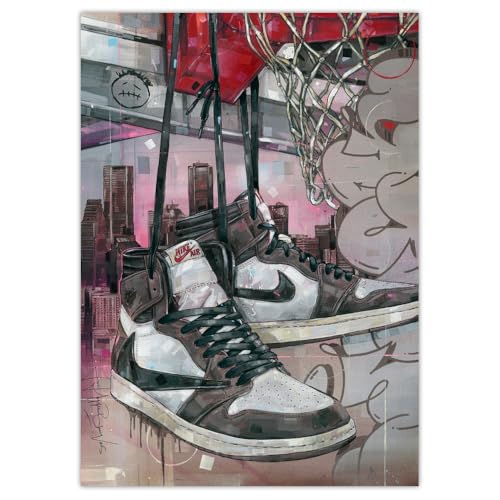 JosHoppenbrouwers Air Jordan 1 Travis Scott Poster mit schwarzen Schnürsenkeln, 50 x 70 cm, ungerahmt von JosHoppenbrouwers