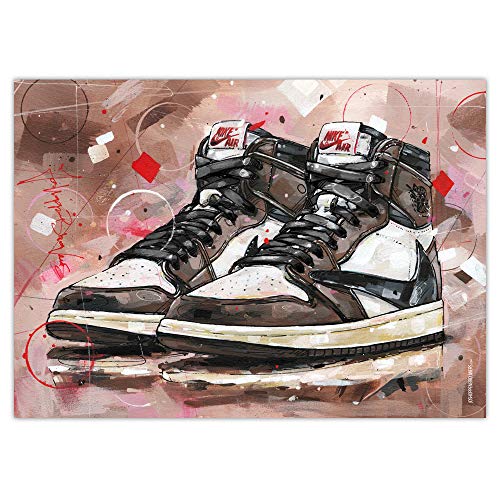 JosHoppenbrouwers Air Jordan 1 High Travis Scott (schwarze Schnürsenkel) Druck (50 x 70 cm) *ungerahmt von JosHoppenbrouwers