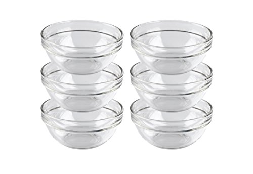 Luminarc, Serie Empilable, Schüssel 12 cm, im 6-er Set, Glas, stapelbare Salatschüsseln in zeitlosem Design von MÄSER