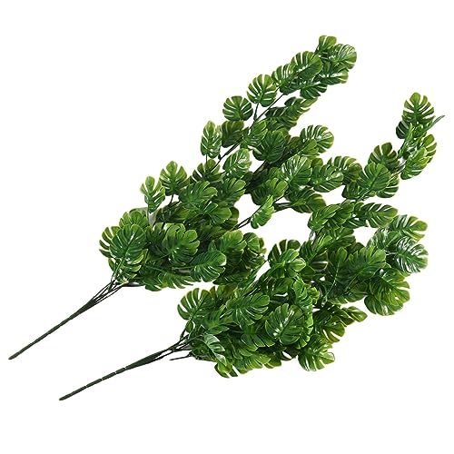 Joselin 2 STÜCKE KüNstliche HäNgepflanzen GefäLschte Rebe GefäLschte HäNgende Rattan Monstera BläTter GrüN Outdoor UV-BestäNdige Pflanzen GrüN von Joselin