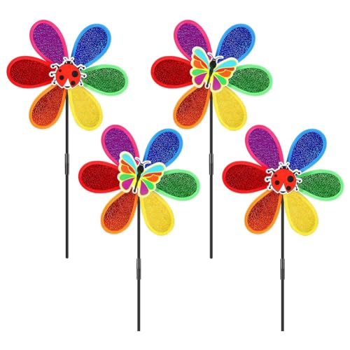 Joselin 4 Stück Windräder für Den Garten, Blumen-Regenbogen-Gartenwindmühle, Windrasen-Windräder, Gartenwindmühlen Joselin 4 Stück Windräder für Den Garten, Blumen-Regenbogen-Gartenwindmühle, Windrasen-Windräder, Gartenwindmühlen von Joselin