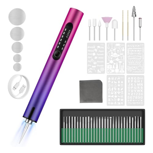 Joselin Gravierstift mit Licht Mini DIY Maschine mit 44 Bits USB Wiederaufladbar für Metall, Glas von Joselin