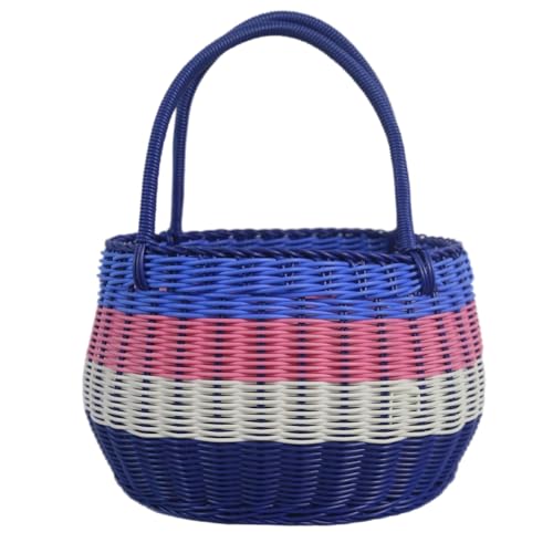 Joselin Großer Vierfarbiger Picknickkorb für Den Außenbereich, Einkaufskorb Aus Rattan-Imitat, Obstkorb, Geschenkkorb Joselin Großer Vierfarbiger Picknickkorb für Den Außenbereich, Einkaufskorb Aus Rattan-Imitat, Obstkorb, Geschenkkorb von Joselin