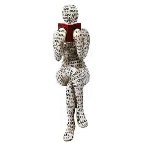 Joselin Lesende Figur Zellstoff Lesende Bücherregal Lesende Skulptur Ornament für Wohnzimmer Bücherregal (04) Einfach zu Verwenden von Joselin