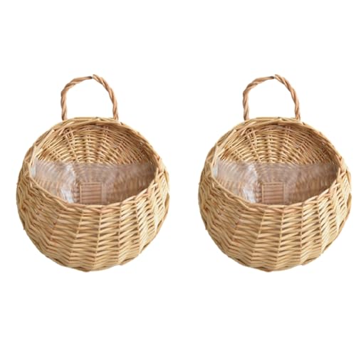 Joselin Wandmontierter Blumenkorb Aus Natürlichem Weidengeflecht, Blumentopf, Rattanvase, Korb, Gelb von Joselin