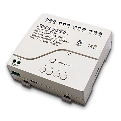 Josenidny Intelligentes Lichtschaltermodul Zigbee 4CH DC 5/12/32 V RF433, Relais, 10 A, funktioniert mit dem Assistenten, Tuya Intelligente(A) von Josenidny
