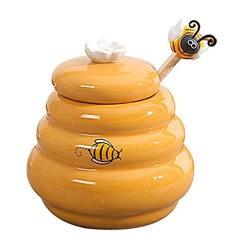 Josenidny Keramik Bienenstock Honig Topf und Honig Glas mit Deckel Honig RüHren StäBchen für Honig Glas ZubehöR KüChen ZubehöR von Josenidny