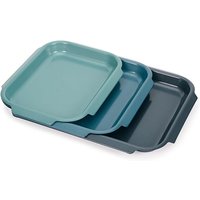 Backblech, Joseph Joseph, Nest™ Bake 3 Stück, antihaftbeschichtete Bleche, Hauptverwendung Backen, einfacher Griff, stapelbar, Farbe blau von Joseph Joseph